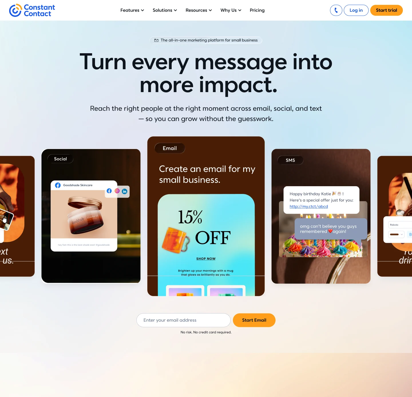 Homepage variation placing supporting copy before the product carousel